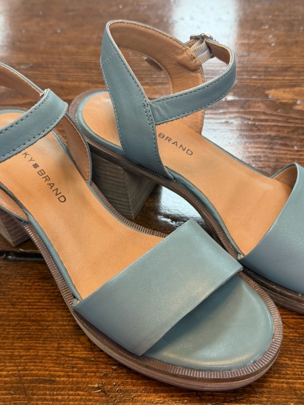 Lucky Brand Dusty Blue Block Heel Sandals